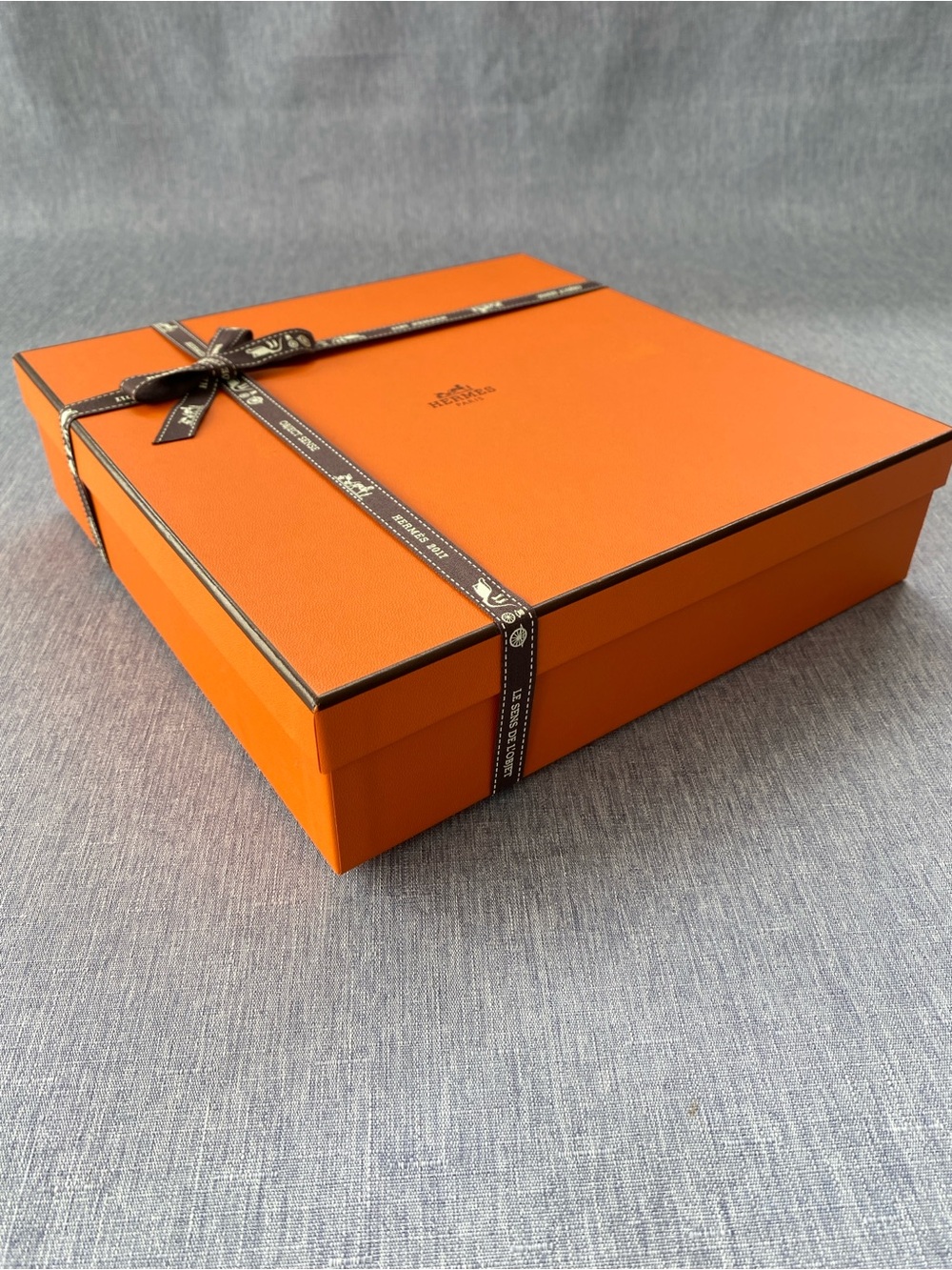 Authentic Hermès | Square Gift Box With Ribbon | Decoration